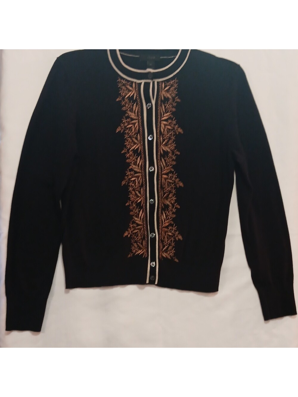 J. Crew Jackie Black Floral Rose Gold Embroidered Sweater [COPY]